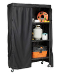 Weather-X Garage Shelf Cover for 48x18x72 Inch Shelving Units with Weather Resistant Backing and Full Zipper Access, open view