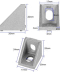 Dimensions of 40 Piece 2020 Aluminum Extrusion Corner Brackets Set Heavy Duty Right Angle T Slot Joints For 2020 Series Aluminum Profiles