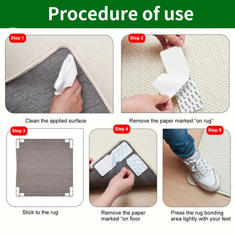Steps to use No Slip Rug Gripper Discs 12 Pack Double Sided Reusable Rug Tape To Keep Area Rugs Flat And Stop Curling