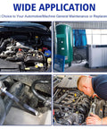 Vacuum connector assortment kit, nylon, 115 pcs, 240°C; engine bay collage with front/side/close-up/installed views.