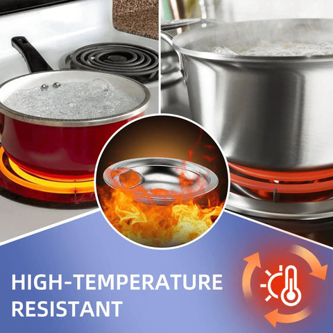 Chrome Stove Burner Drip Pan Set For Electric Ranges Includes Two 6 Inch And Two 8 Inch Drip Bowls Heavy Duty Chrome Plated Steel With Locking Slot Replacement Parts For Ovens And Ranges shown in high-heat tests with boiling pots.