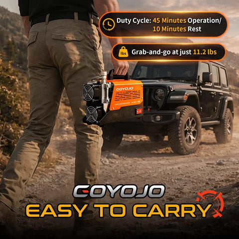 Goyojo Ac-2 Portable Pcp Air Compressor Pump Reaches 4500 Psi With Oil-Free Design And Dual Voltage Support. Enjoy Extended 45-Min Continuous Runtime For Refilling Hpa Paintball Tanks And Pcp Airguns Efficiently On The Go Or At Home Without Hassle.