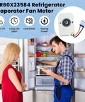 Evaporator Fan Motor For GE And Hotpoint Refrigerators, Replacement Part Fits WR60X10046 WR60X10141 in kitchen setting