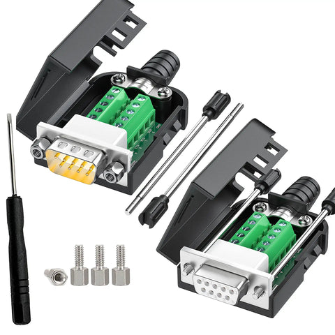 No Soldering Needed DB9 Serial Adapters Kit 1 Male 1 Female D Sub 9 Pin Connector For RS232 RS485 DIY Cable Build Kit