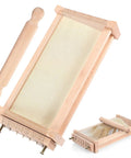 Chitarra Cutter Pasta Maker with Rolling Pin Guitar Board for Spaghetti and Lasagna Italian Style Pasta Machine Wood Color Finish
