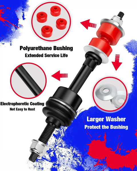 Front Sway Bar End Link Kit for Ram 1500 2006-2018 4WD and Ram Classic 2019-2024 with PU bushings and washers