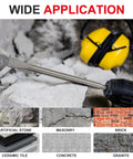 Flat chisel from All In One Heavy Duty 3 Piece SDS Plus Chisel Set for rotary hammer drills on concrete with protection gear