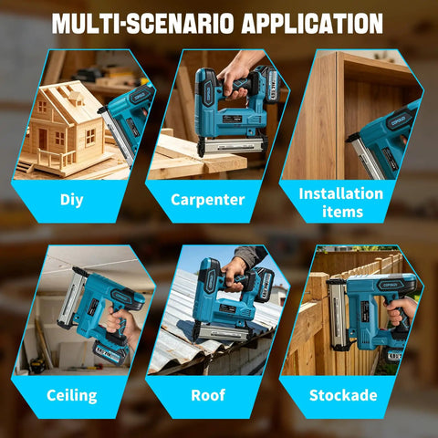 Zero Fuss 21V Cordless Nail Gun With Two 4.0Ah Batteries 18 Gauge 2 In 1 Electric Brad Nailer on DIY and carpentry projects.