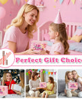 Mother and daughter with All Inclusive Lip Gloss Making Kit For Beginners With DIY Lip Gloss Set Includes 140G Base Empty Tubes Pigment Powders Jojoba Oil Glitter Powder Tools And Manual Eight Color Options For Moisturizing Handmade Lip Glaze; perfect gift choice.