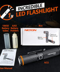 Contents of 90 Degree Tactical Flashlight With Dual Fuel And Dual Cycle Switch 800 Lumens IPX4 Waterproof LED Torch set