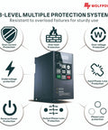 Beefy Heavy Duty VFD Variable Frequency Drive 4KW 5HP 220-240V Input To 220-240V 3-Phase Output with 8-level protection system.