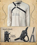 Medieval Faux Leather Back Sword Frog For LARP Cosplay vintage adjustable sword holster displayed on beige background
