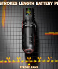 Wireless Rotary Tattoo Gun Kit With Cordless Pen, 1800mAh Battery And OLED Screen showing stroke settings