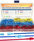 120Pc Spade Connector Set For 24 To 10 Gauge Wires Nylon Fully Insulated Quick Disconnect Crimp Terminals in assortment box