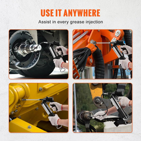 Using 6000 PSI Air Powered Grease Gun for Heavy Duty Lubrication on various machinery components