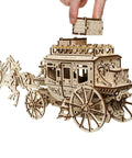 Wooden Stagecoach 3D Puzzle Construction Kit With Self Moving Gears Openable Cabin Doors And Detailed Mechanical Fun For Builders Of All Ages Perfect STEM Toy For Curious Kiddos And Grownups Who Love Hands On Gear Puzzles, wooden stagecoach with horses
