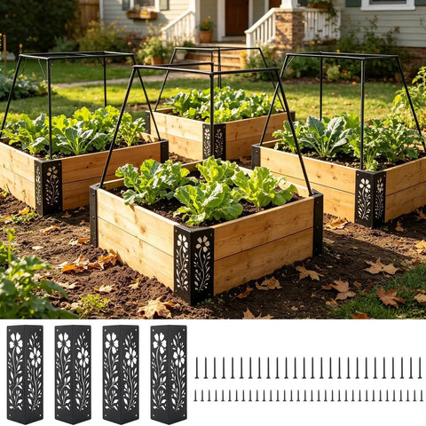 Heavy Duty Raised Bed Corner Brackets Hardware Kit For Garden Beds And Planters Rust Resistant Steel Durable Corner Support Prevents Warping And Tilting Great For Gardeners Landscape Designers Home Outdoor Backyard And Balcony Projects