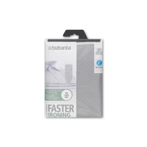 Packaging of Replacement Ironing Board Cover For XL Comfort Board Size C One Hundred Percent Cotton Top Layer With Fairtrade Metalized Cover