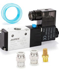 Two Position Three Way Pneumatic Solenoid Valve DC24V, Pilot Operated, Single Coil, One Quarter Inch NPT with fittings and junction box
