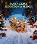 3D Wooden Puzzle Gravity Swing Santa On Sleigh Desktop Decor With Dynamic Balance For The Holidays, Festive Puzzle Gift For The Fam And Friends, Fun Desk Ornament That Swings Smoothly Into Perfect Equilibrium. Wooden Santa sleigh desk decor in snowy holiday scene