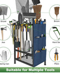 Beefed Up Garden Tool Organizer Rack For Garage And Shed, Metal Yard Tools Storage For Up To 46 Tools Including Shovels, Rakes And Brooms, With 11 Hooks And 35 Slots, Ideal For Garage Yard Patio Or Shed