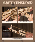 Wooden 3D AK47 Puzzle Model With Rubber Band Shooter Detachable Magazine And Two Fire Modes Cool DIY Wood Craft Kit