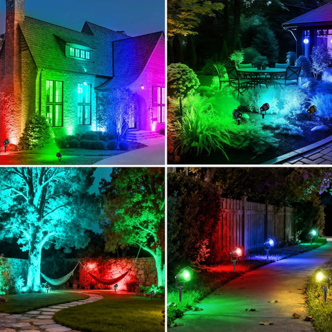 Dope RGB Outdoor Spotlight Color Changing Lights With Remote And App Control, illuminating gardens and pathways at night