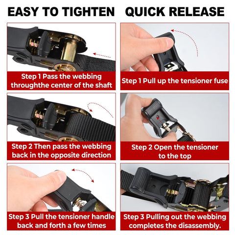 Two Pack Beefy Heavy Duty 1 Inch By 20 Foot Ratchet Tie Down Straps With Double J Hooks instructions in use