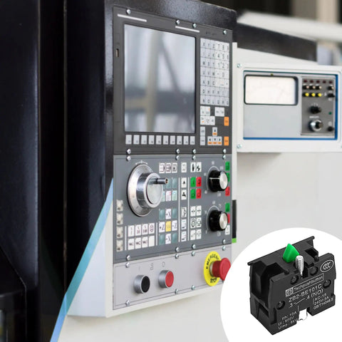 Industrial control panel with Rugged Heavy Duty Momentary Push Button Switch With NO NC Contacts, 10A 600V, 10 Pack inset