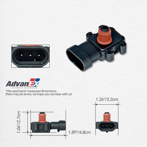 MAP Sensor Replacement For GM Vehicles Plug And Play Fits Chevrolet Astro Impala Silverado Tahoe Buick Lacrosse Lucerne Cadillac Escalade STS Easy Swap With 213-4434 16187556 And Other Compatible Part Numbers, black sensor, 1 unit, 1.89 x 1.26 in