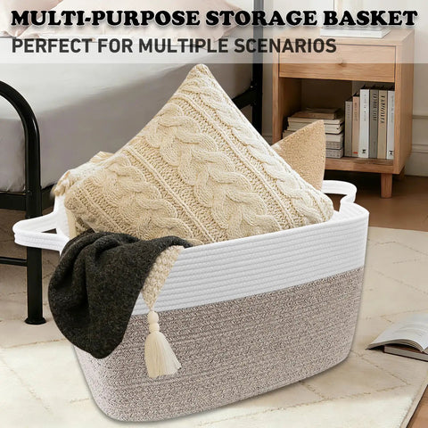 Super Roomy 65 Liter Woven Rope Laundry Basket With Sturdy Handles Holds Down A Ton Of Throw Blankets Pillows Toys And Dirty Clothes Solid Choice For Dorms Closets And Bathrooms