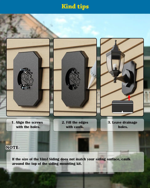Durable Outdoor Siding Light Mounting Block Kit With Built In Electrical Box Black Vinyl Siding Block For Half Inch Double Weatherproof Mounting Plate Easy Install 1 Pack on vinyl siding with installation steps