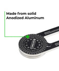 Dead On Precision Seven Inch Aluminum Miter Saw Protractor Angle Finder with direct read scale for woodworking and metalworking.