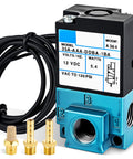 12V 5.4W 3-Port Electronic Boost Control Solenoid Valve with Carbon Steel Body and Brass Fittings, 6mm Connector, Model 35A-AAA-DDBA-1BA