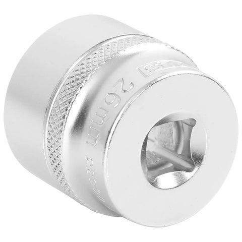 Three Eighths Inch Drive 6 Point Socket 26 Millimeter Thin Wall With Deep Markings for Easy Identification and Narrow Clearance