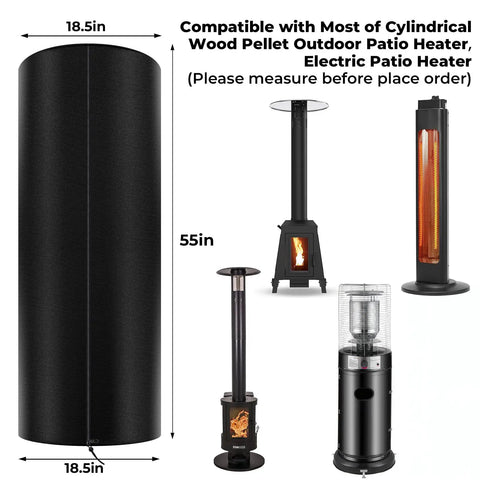 Rugged Heavy Duty Patio Heater Cover For Tower Style Heaters, 55.2 x 18.5 in, Oxford Fabric, various compatible heaters