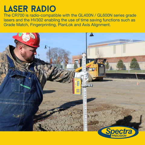 Leveling Laser Receiver Kit With C70 Rod Clamp And C71 Magnetic Mount For Small Grading And Excavation Gear Battery Powered Patented Reception Technology Includes 3 AA Batteries And User Guide mounted on grade rod