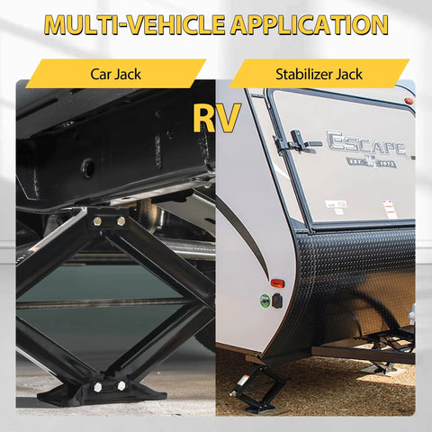 Heavy Duty RV Scissor Jack Stabilizer With 6500Lb Load Capacity 24 Inch Leveling Jack For Trailer And Camper, black steel under RV