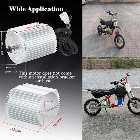 Powerful 3000W 72V Brushless DC Motor Kit With 50A Controller For Scooters And Go Karts, 4900 RPM, All Copper Lugs, Low Noise