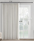 Extra Wide Blackout Linen Drapery Panel With Hooks, Pinch Pleat Curtains For Patio Sliding Doors And Large Windows, 72 By 96 Inches One Panel installed in living room