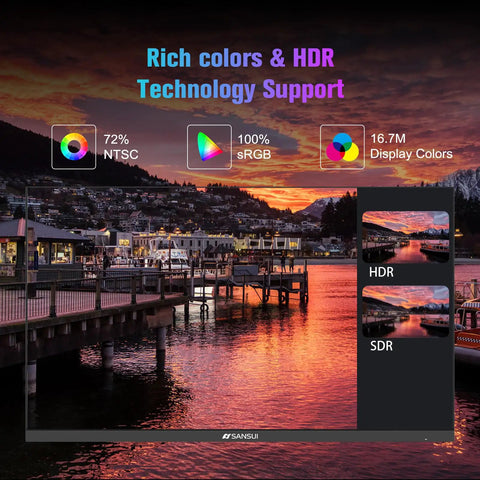 Rich HDR color display on 24 Inch 100Hz FHD Computer Monitor With FreeSync HDR HDMI 1.4 And Ergonomic Tilt For Home Office And Gaming