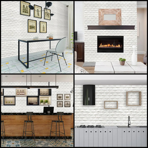 Peel And Stick 3D Foam Brick Wall Panels White 30 Pack Self Adhesive Faux Stone Wallpaper for decor in various rooms