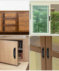 16 Pack Barn Door Handles With Screws For Quick Install, showing black aluminum pulls on cabinet and sliding door, 5.8 inch size