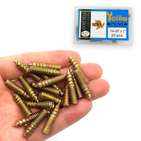20 Pack 1/4-20 Hanger Bolts Double Ended Wood Dowel Screws Self Tapping Furniture Hardware Galvanized Carbon Steel Fasteners in hand
