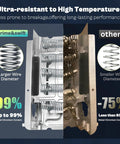 Comparison of dryer heating element replacement for Roper and Whirlpool showing large wire diameter and high nickel-chromium content