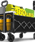 Ultra Portable Collapsible Wagon Cart With Wheels, 360Lb Load Capacity, Folding Utility Wagon with handle and accessories