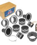 MagLink 4-inch machine connection kit for dust collectors; five gray rubber fittings with metal hose clamps.