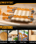 Heavy Duty Four Way Pressure 16 Inch Panel Clamps Set Of 4 Plus Two Storage Racks securing wood panels for cutting boards and tabletops