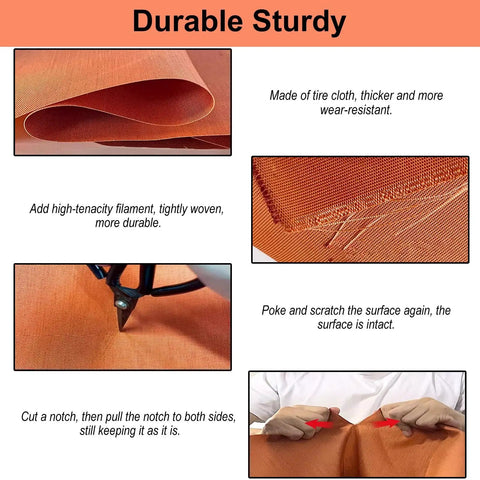 Durable Orange Canvas Unloading Chute 20m Cargo Slide Tarpaulin showing tire cloth, high-tenacity filament, and scratch-resistant features.
