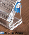 Cool Clear Acrylic Periodic Table With Real Elements Inside Size 6.7 By 4.7 Inches showing rotating design on a wooden table